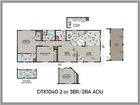 DTK1040.3.2 Three Bedroom Two Bathroom ADU Floorplan