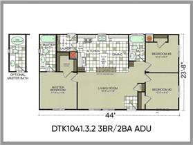 DTK1041.3.2 Three Bedroom Two Bathroom ADU Floorplan