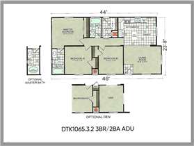 DTK1065.3.2 Three Bedroom Two Bathroom ADU Floorplan