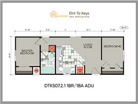 DTK507.2.1 Two Bedroom One Bathroom ADU Floorplan
