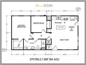 DTK780.2.1 Two Bedroom One Bathroom ADU Floorplan