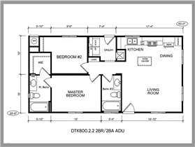 DTK800.2.2 Two Bedroom Two Bathroom ADU Floorplan A