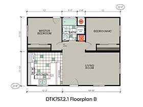 DTK757.2.1 Two Bedroom One Bathroom ADU Plan B Exterior